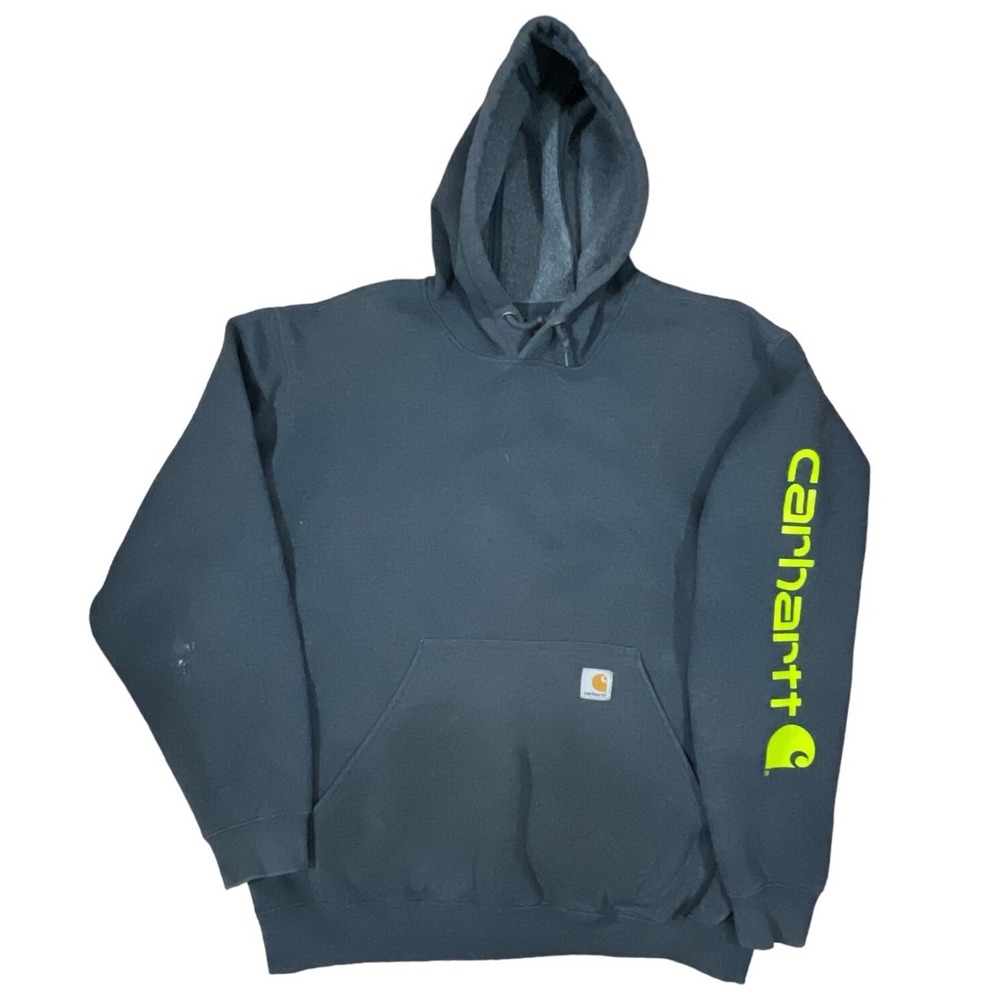 Carhartt HOODIE Midweight Logo Long Sleeve Hooded Sweatshirt Gray LARGE